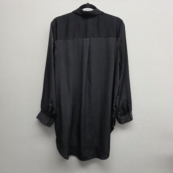 Express Shirt Womens XL Black Button Front Long Sleeve Tunic Pleated Shoulder - Picture 5 of 11